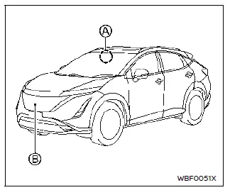 Nissan Ariya. Système de freinage d'urgence automatique avec détection des piétons